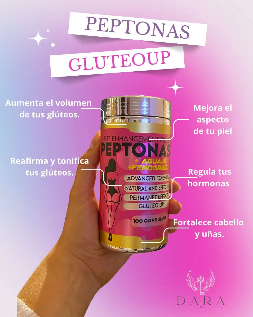 Glúteos grandes sin cirugía – Peptonas + Aguaje + Fenogreco