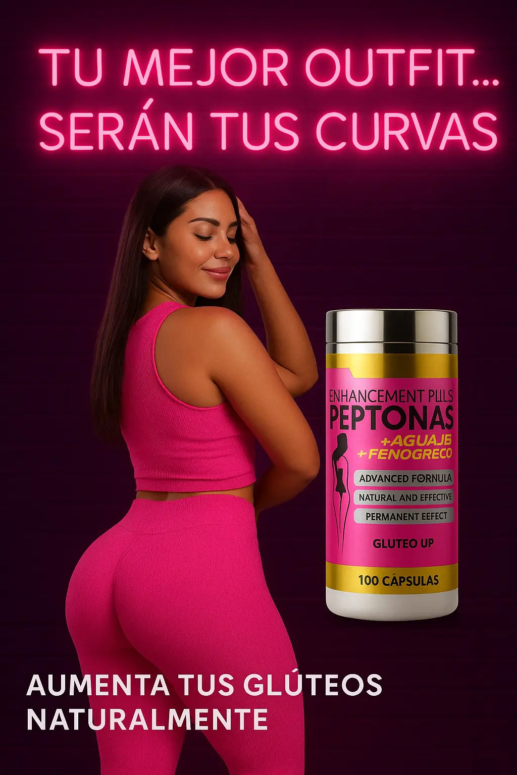 Glúteos grandes sin cirugía – Peptonas + Aguaje + Fenogreco
