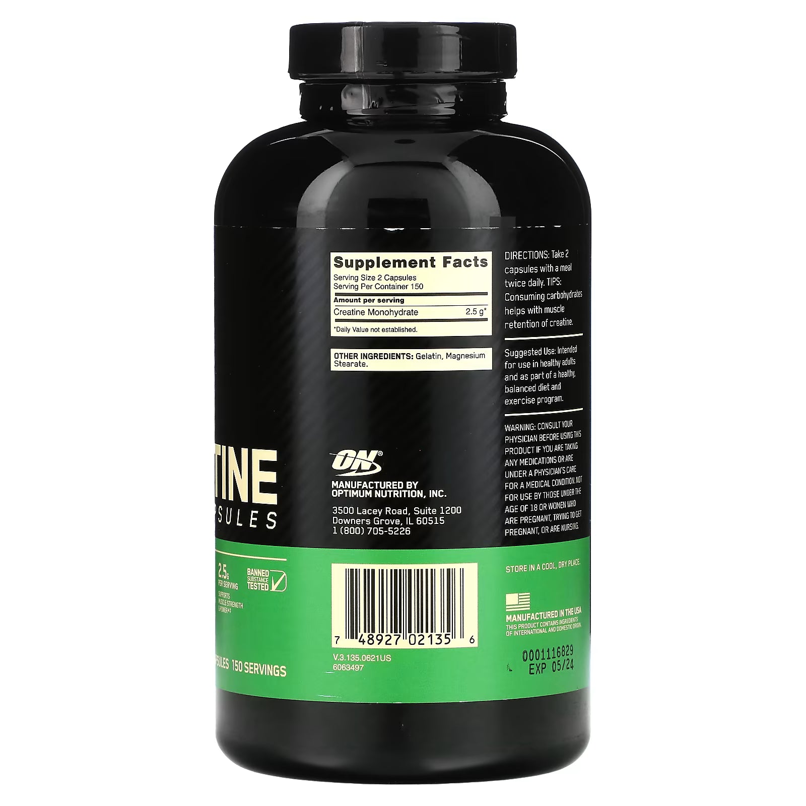 Creatina Monohidrato Optimum Nutrition -  Micronized Creatine Powder Sin Sabor 60 Serv