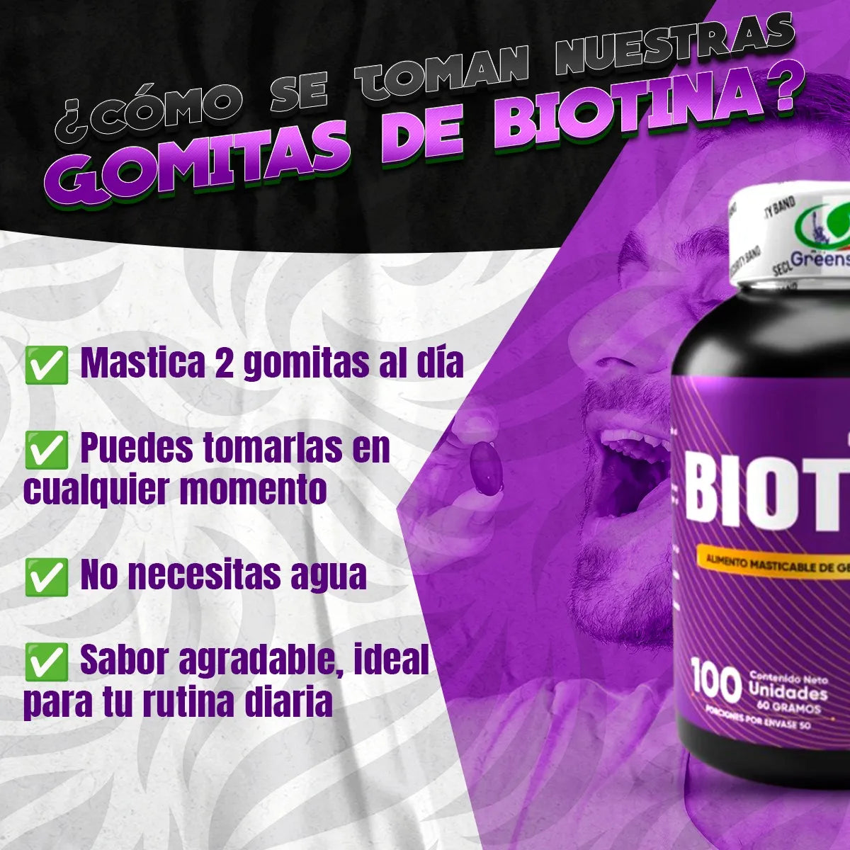 Biotina Softgels x 100 Para la salud del Cabello y Uñas