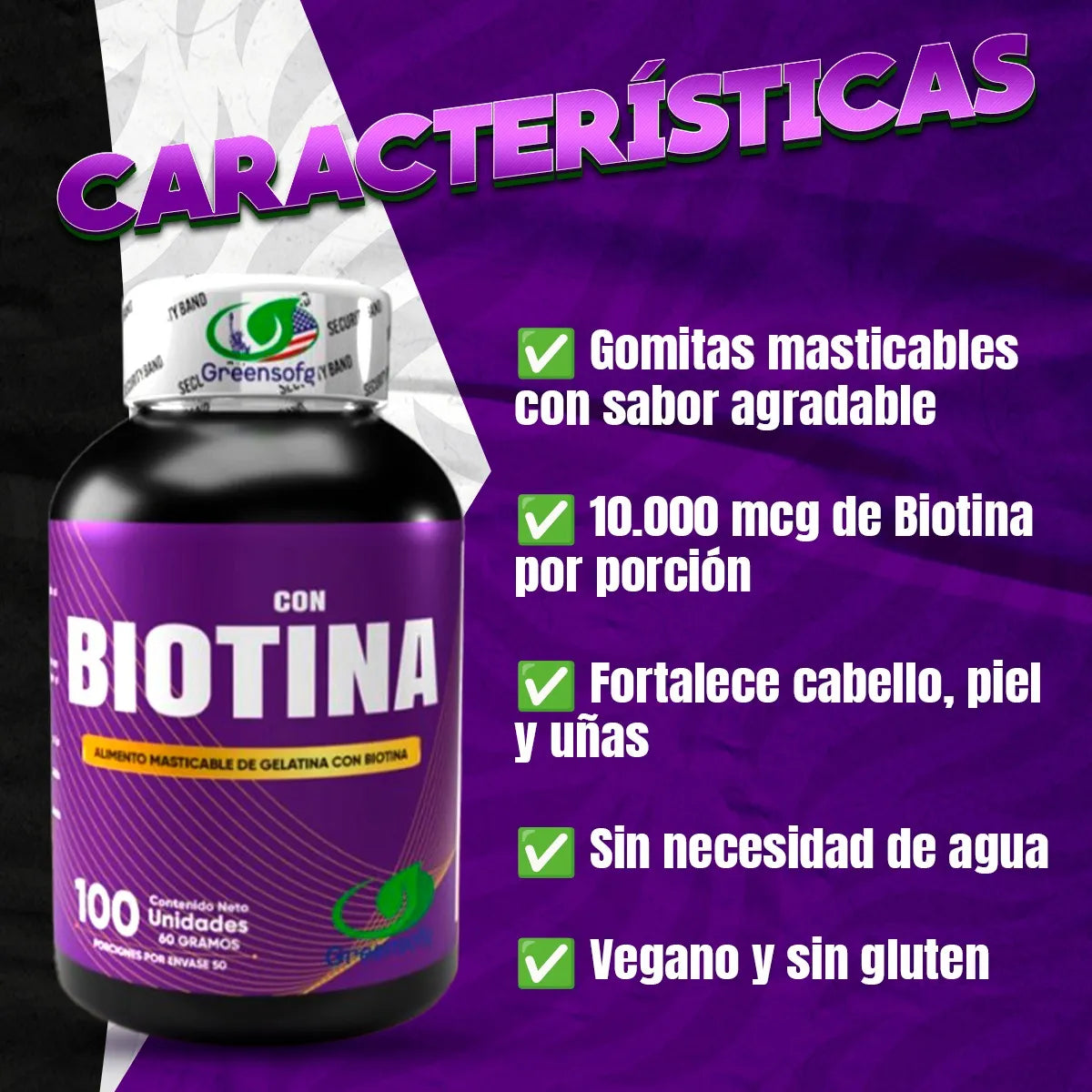 Biotina Softgels x 100 Para la salud del Cabello y Uñas