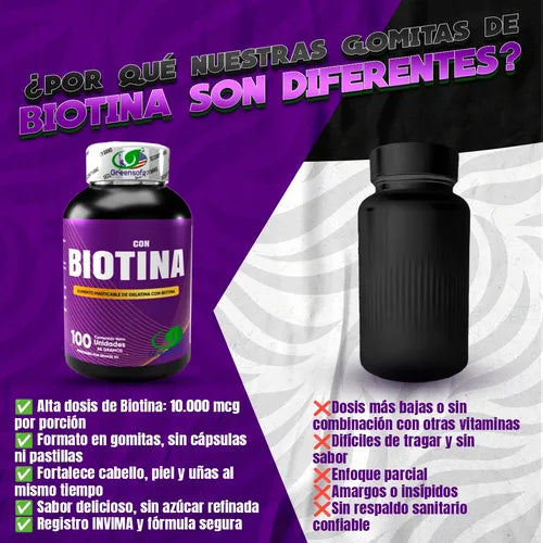 Biotina Softgels x 100 Para la salud del Cabello y Uñas