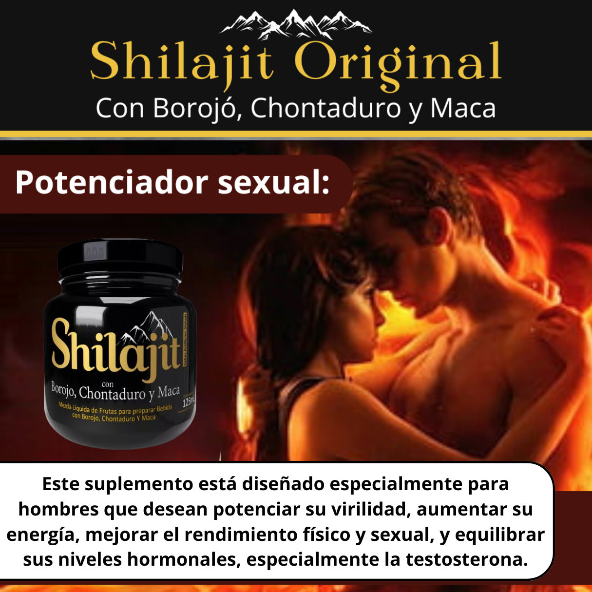Shilajit Premium con Borojó, Chontaduro y Maca | Energía, Vitalidad Masculina y Rendimiento Físico Natural
