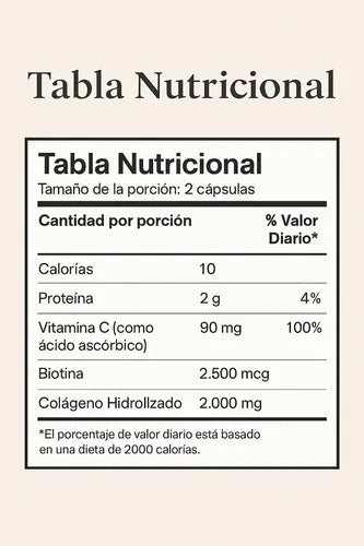 Colágeno Hidrolizado + Biotina - Piel Cabello Y Uñas Saludables Sin Sabor