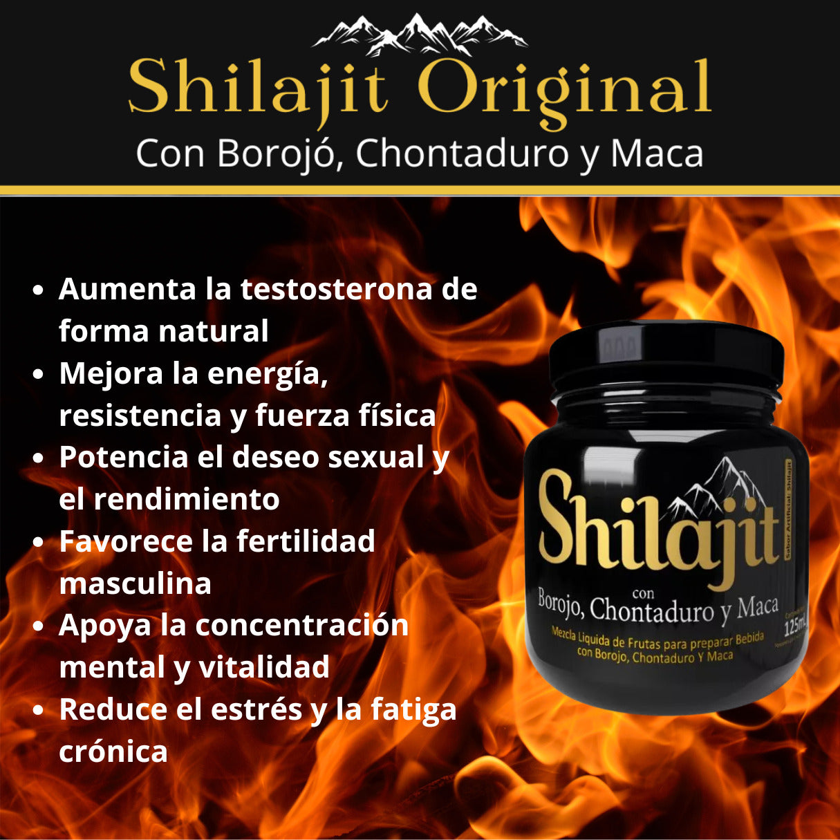 Shilajit Premium con Borojó, Chontaduro y Maca | Energía, Vitalidad Masculina y Rendimiento Físico Natural
