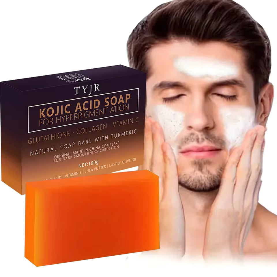 Removedor de manchas oscuras de ácido kójico, jabón blanqueador artesanal, cuidado de la piel, limpieza profunda, limpieza hidratante, jabón esencial para iluminar la piel