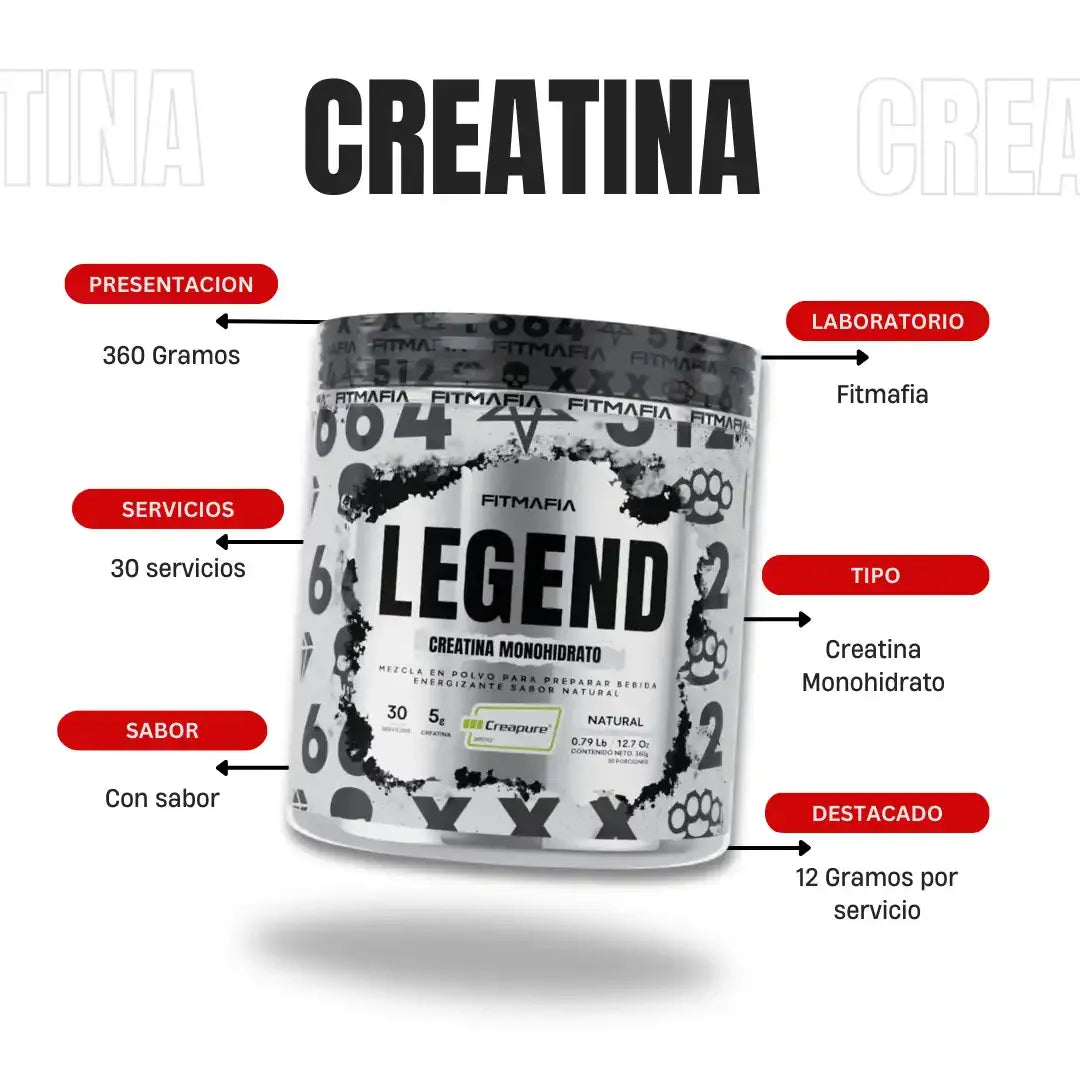 Legend Creatina Monohidrato Creapure 30 Servicios - FitMafia