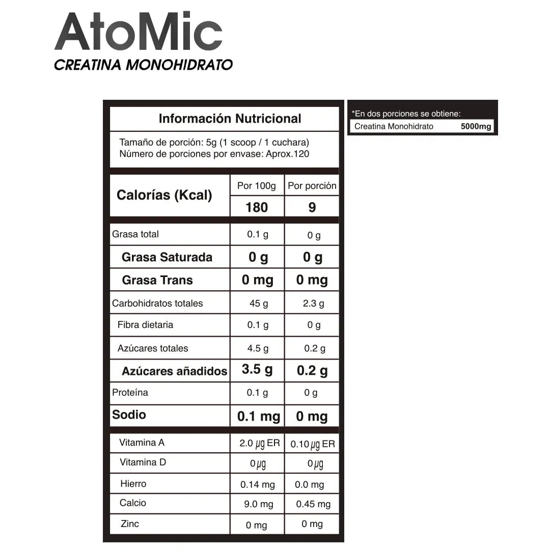 Creatina Atomic Monohidrato x 120 servicios